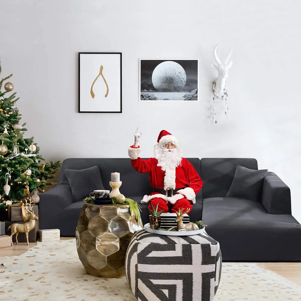 Jacquard Solid Color L-Shaped Sofa Cover (3 Seater 3 Seater)