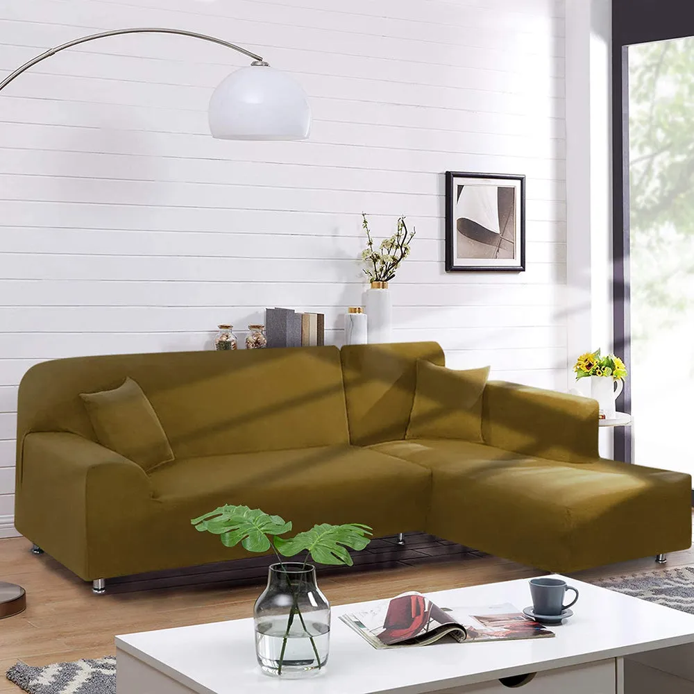 Jacquard Solid Color L-Shaped Sofa Cover (3 Seater 3 Seater)