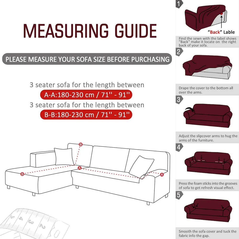 Jacquard Solid Color L-Shaped Sofa Cover (3 Seater 3 Seater)