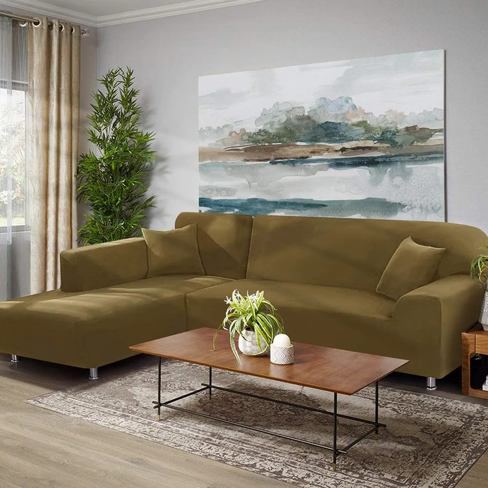 Jacquard Solid Color L-Shaped Sofa Cover (3 Seater 3 Seater)