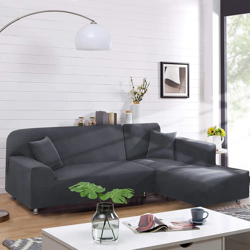 Jacquard Solid Color L-Shaped Sofa Cover (3 Seater 3 Seater)