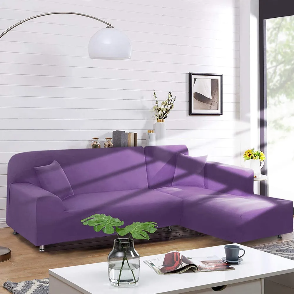 Jacquard Solid Color L-Shaped Sofa Cover (3 Seater 3 Seater)