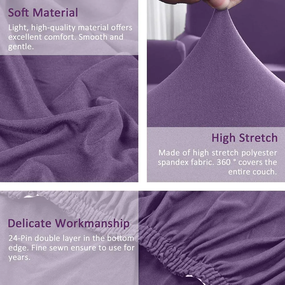 Jacquard Solid Color L-Shaped Sofa Cover (3 Seater 3 Seater)