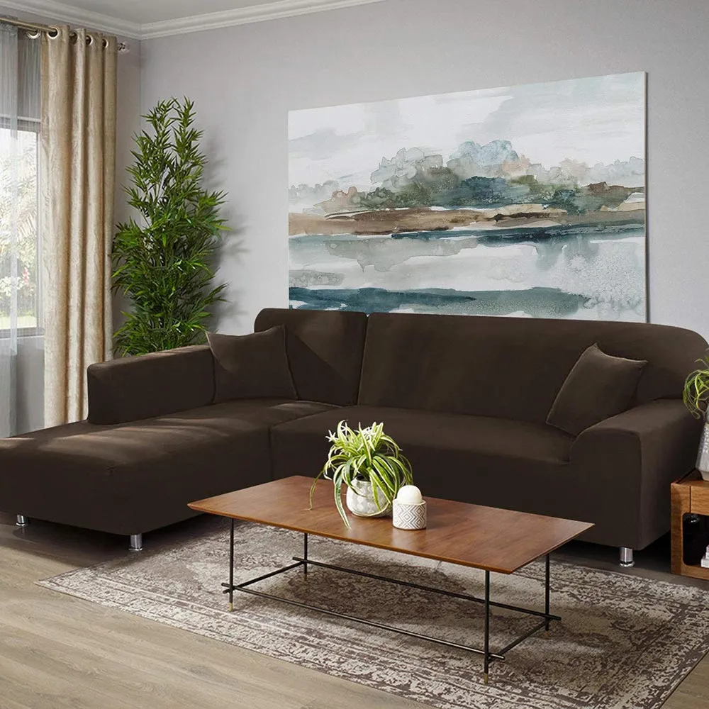 Jacquard Solid Color L-Shaped Sofa Cover (3 Seater 3 Seater)
