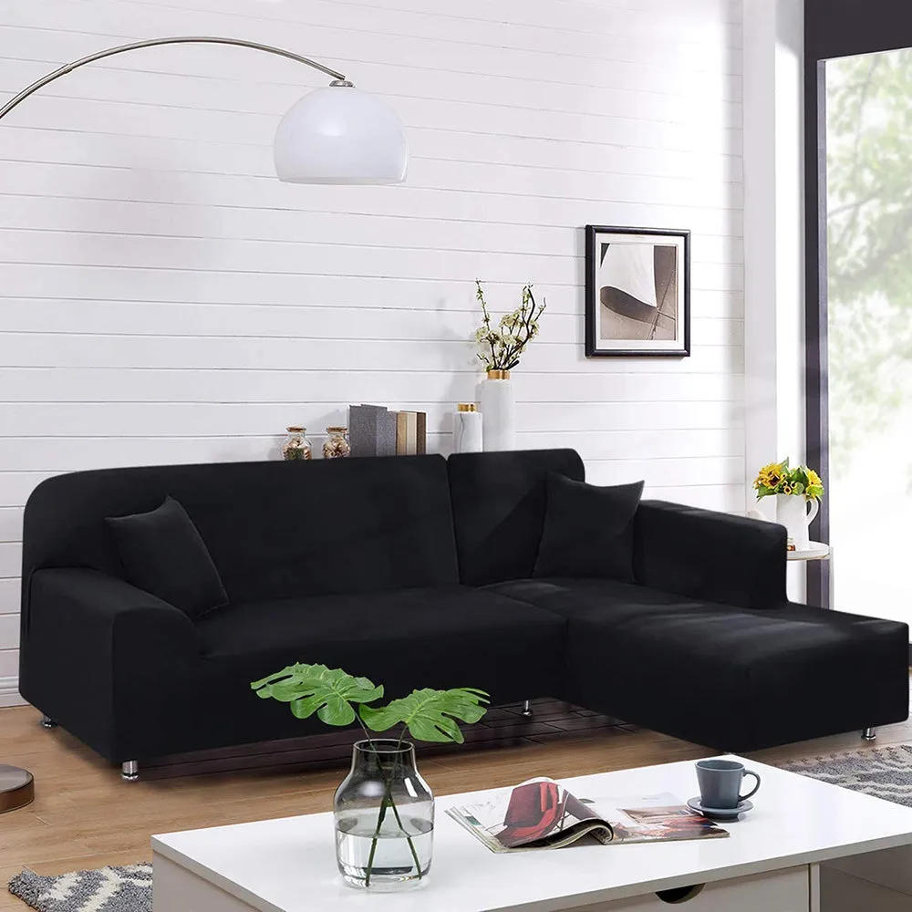 Jacquard Solid Color L-Shaped Sofa Cover (3 Seater 3 Seater)
