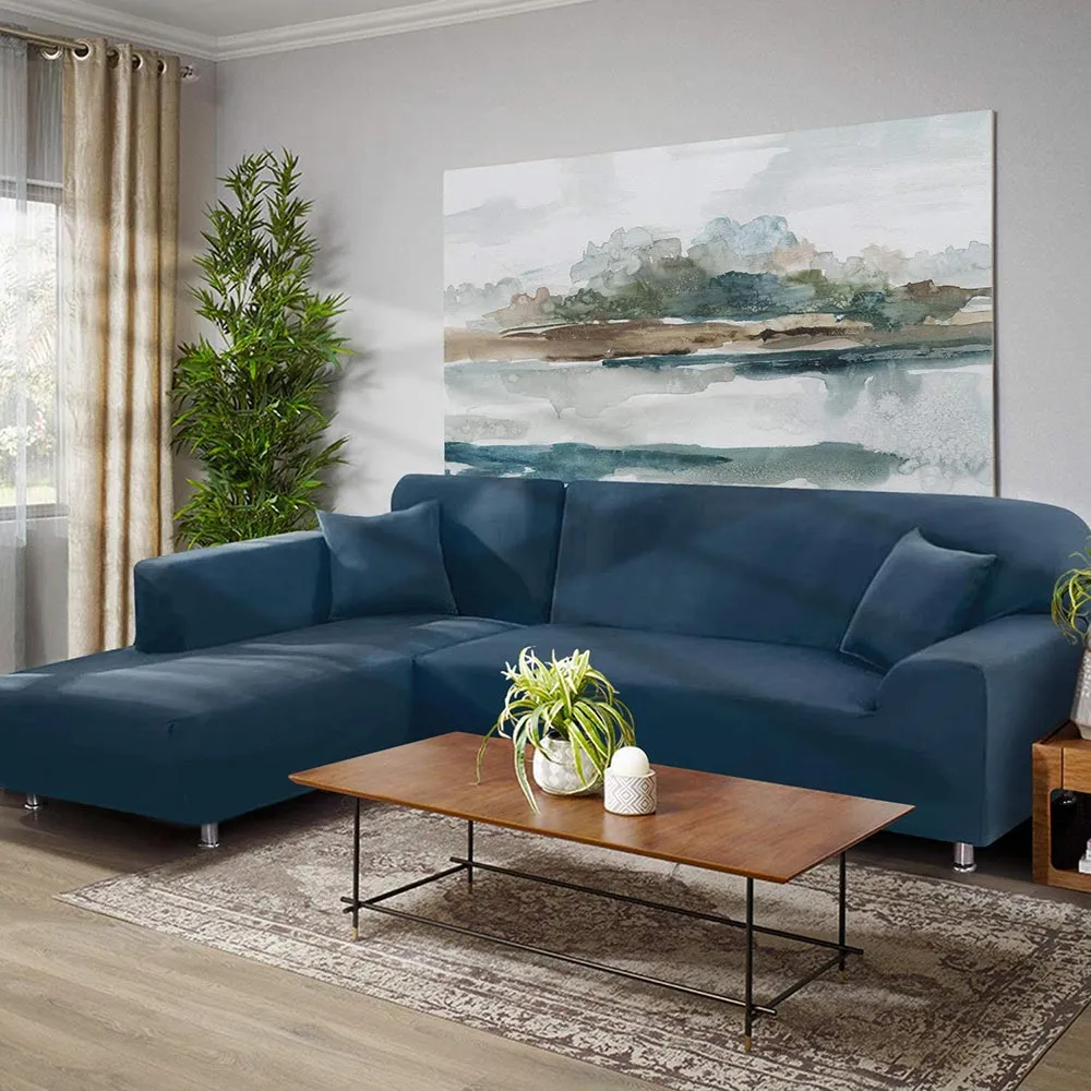 Jacquard Solid Color L-Shaped Sofa Cover (3 Seater 3 Seater)