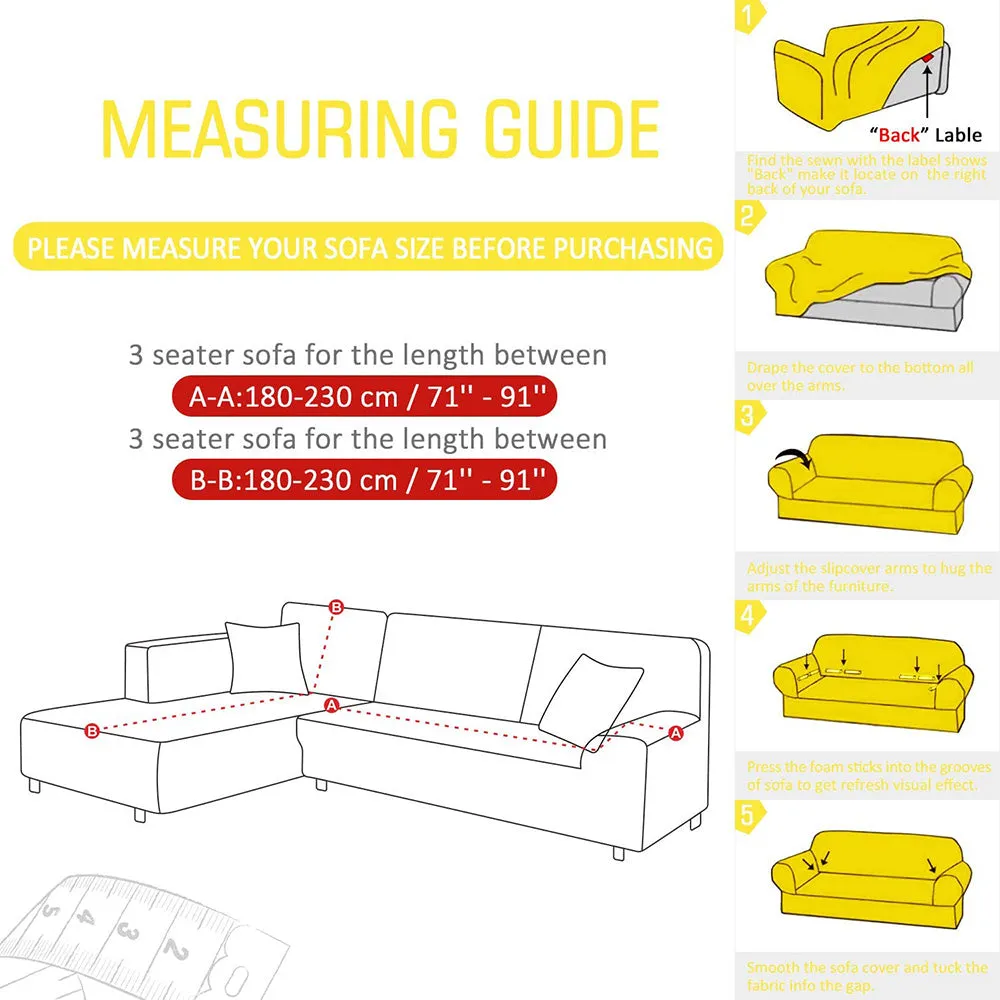 Jacquard Solid Color L-Shaped Sofa Cover (3 Seater 3 Seater)