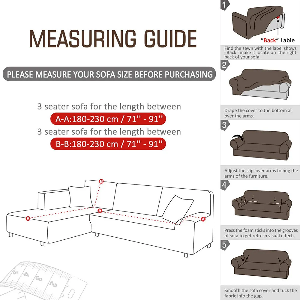 Jacquard Solid Color L-Shaped Sofa Cover (3 Seater 3 Seater)