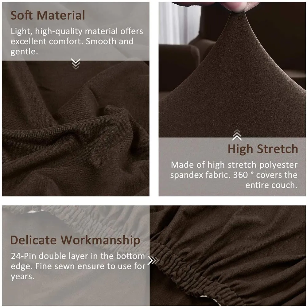 Jacquard Solid Color L-Shaped Sofa Cover (3 Seater 3 Seater)