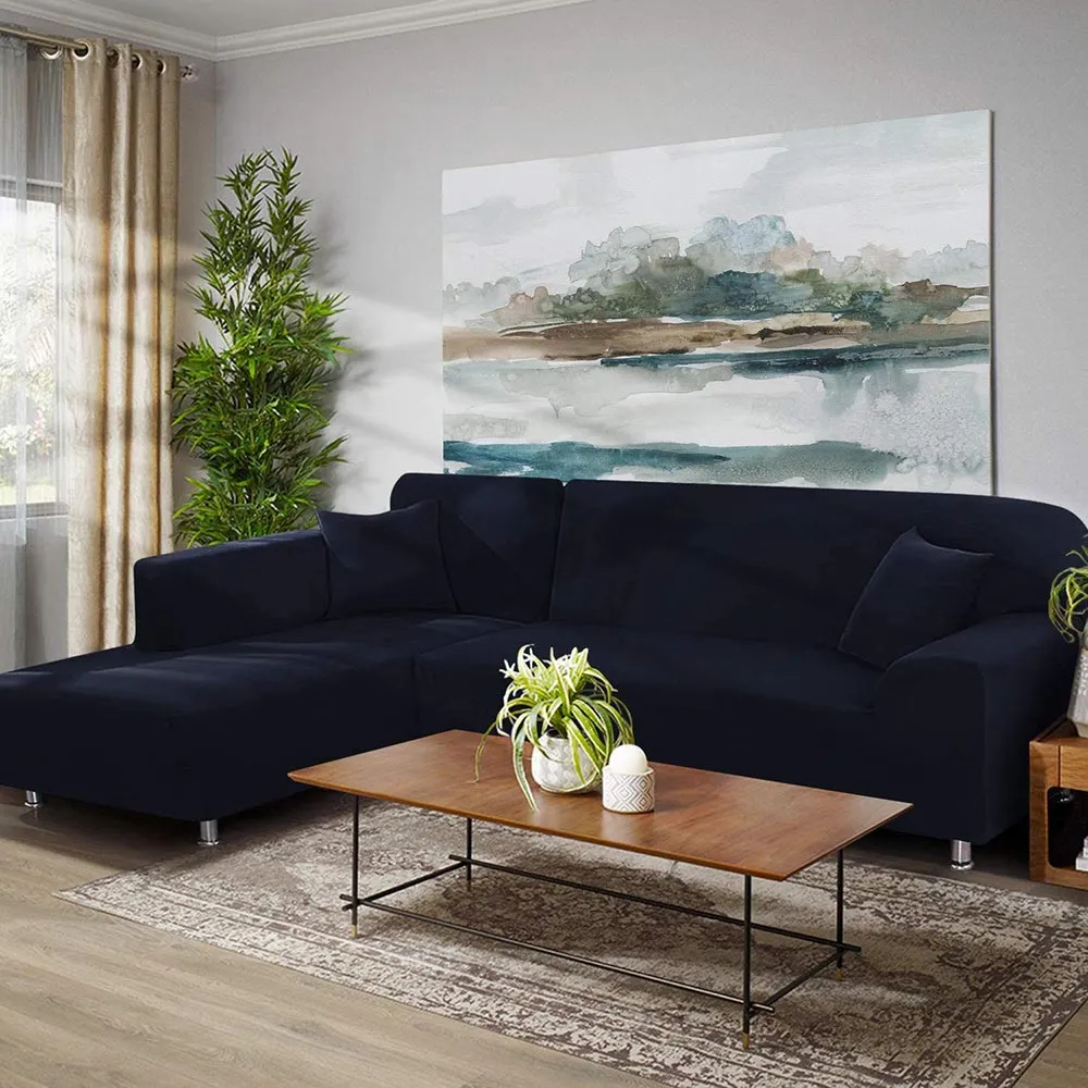 Jacquard Solid Color L-Shaped Sofa Cover (3 Seater 3 Seater)