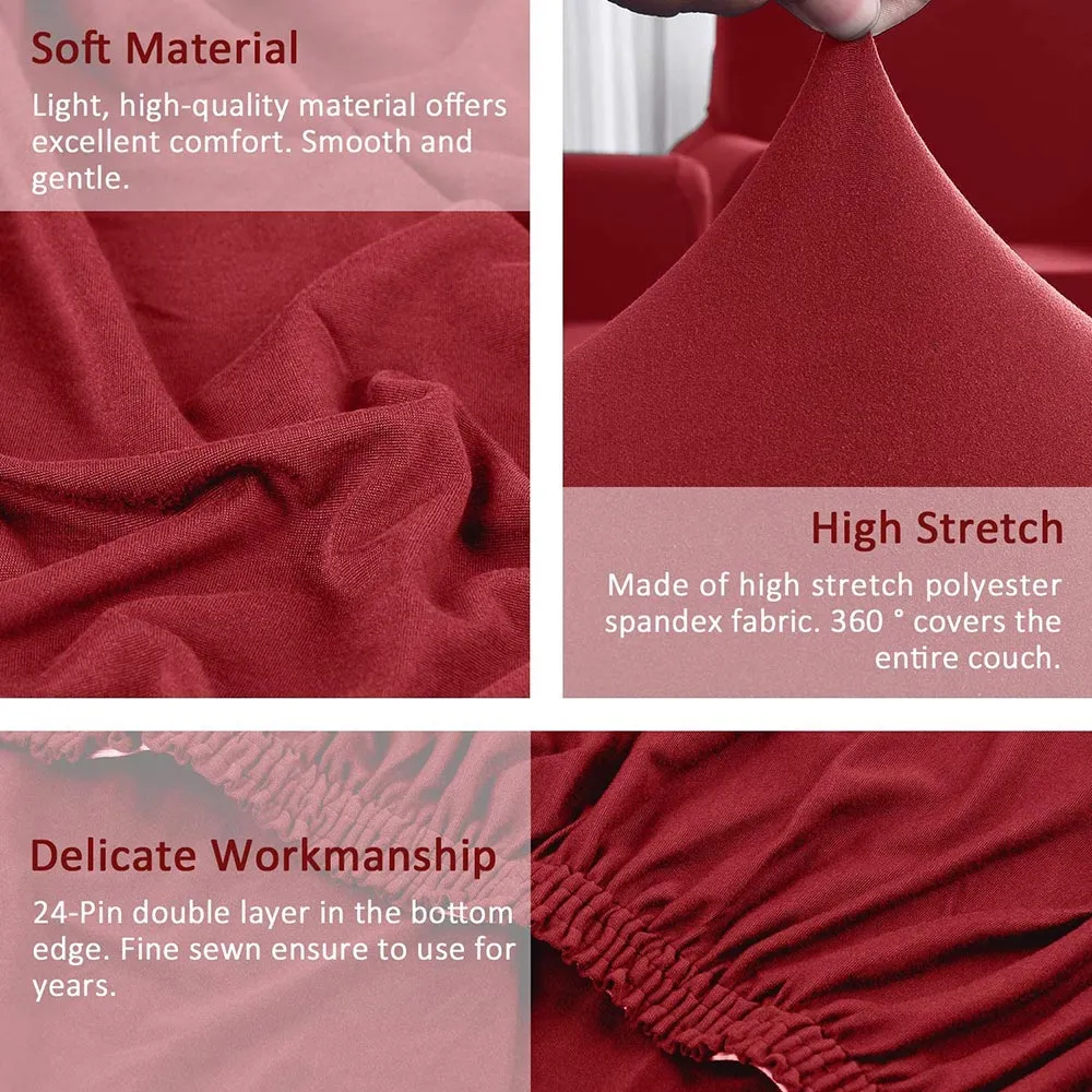 Jacquard Solid Color L-Shaped Sofa Cover (3 Seater 3 Seater)