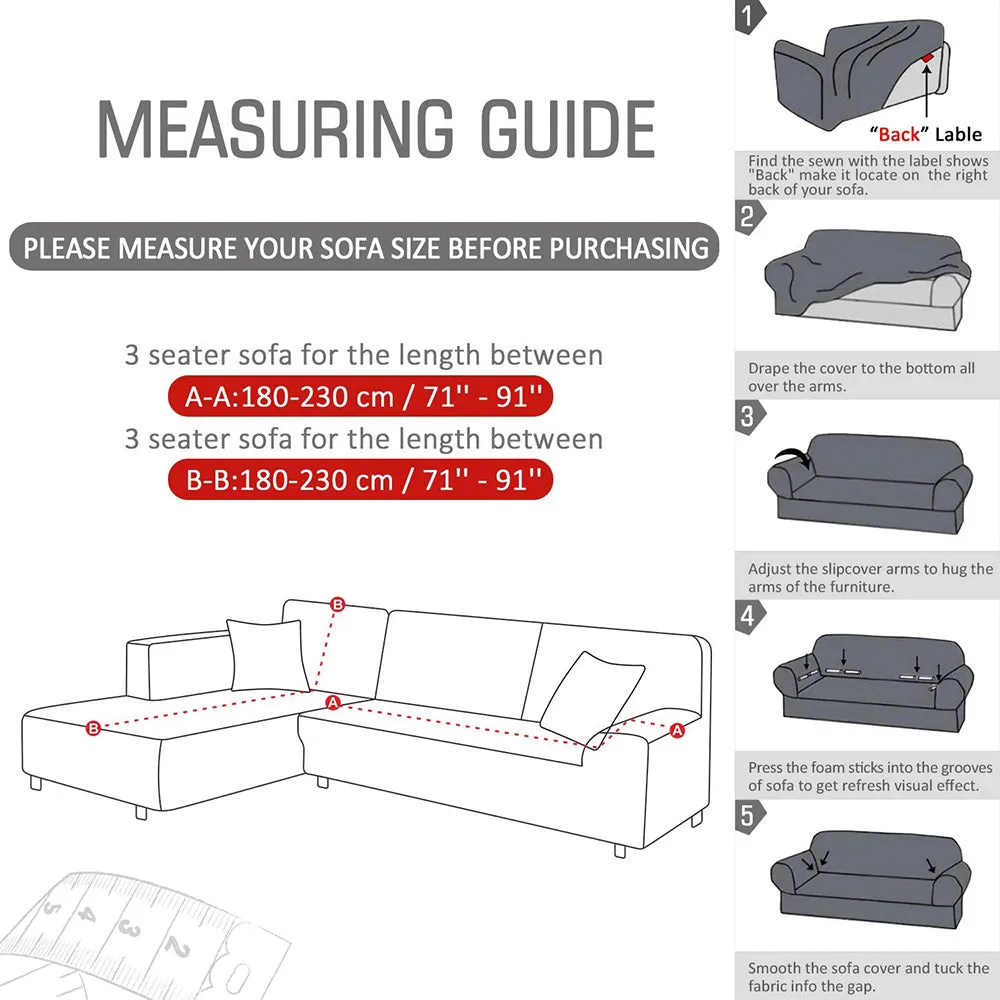 Jacquard Solid Color L-Shaped Sofa Cover (3 Seater 3 Seater)