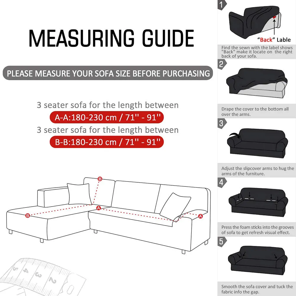 Jacquard Solid Color L-Shaped Sofa Cover (3 Seater 3 Seater)