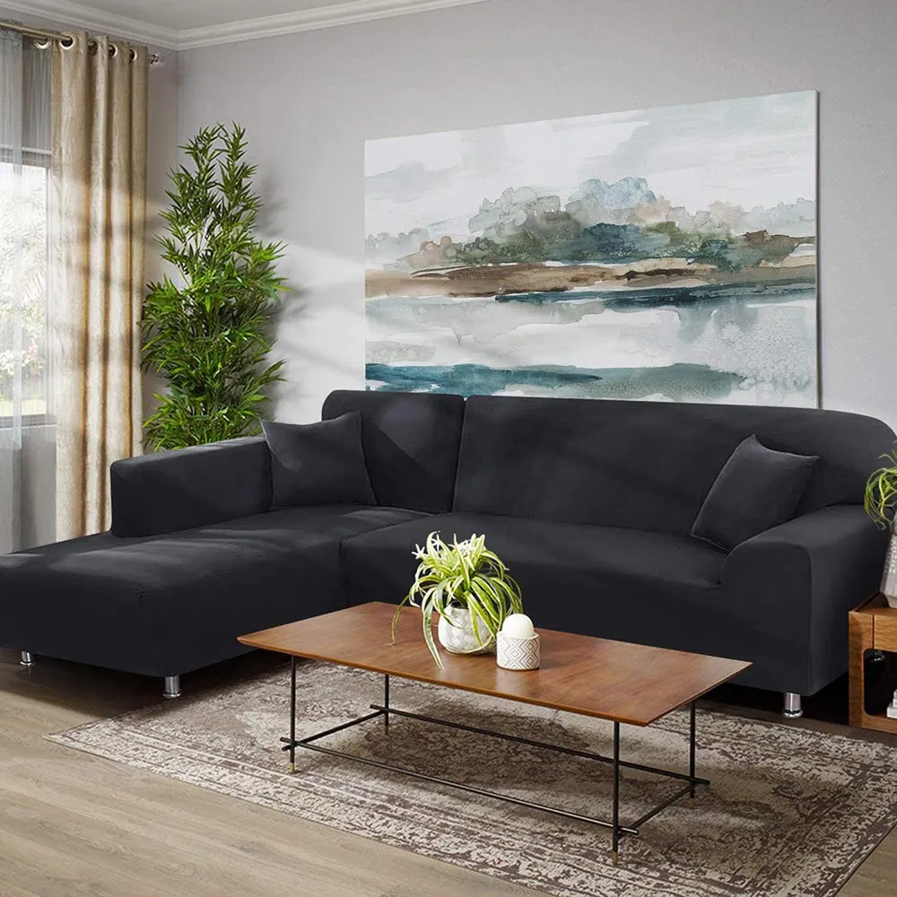 Jacquard Solid Color L-Shaped Sofa Cover (3 Seater 3 Seater)