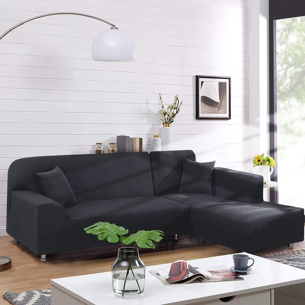 Jacquard Solid Color L-Shaped Sofa Cover (3 Seater 3 Seater)