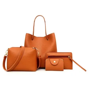 Joint 4 Pcs Package,Clearance Sale! AgrinTol Women Pattern Leather Handbag Crossbody Bag Messenger Bag Card Package (Brown)