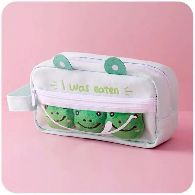 Kawaii Pet Charm Poms Pencil Case