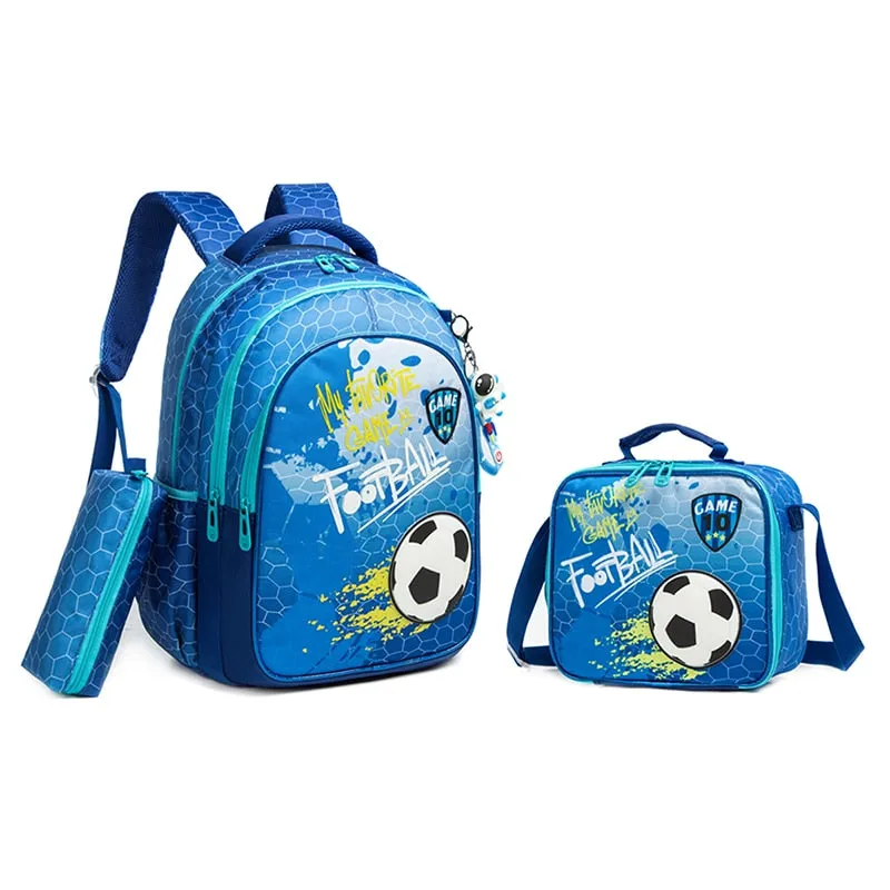 Kids 3pcs School Backpack of Astronaut and Dinosaurs Print