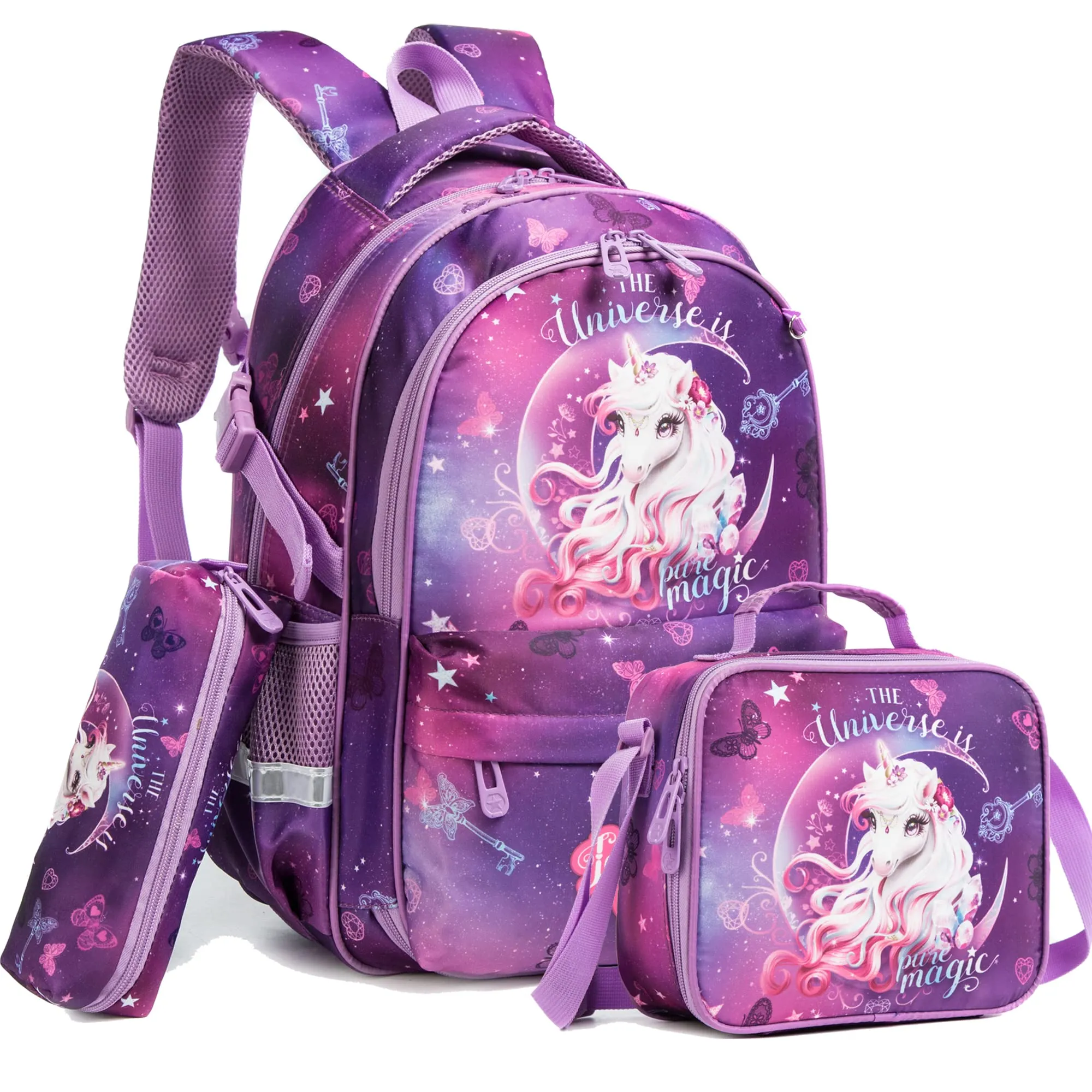 Kids 3pcs School Backpack of Astronaut and Dinosaurs Print