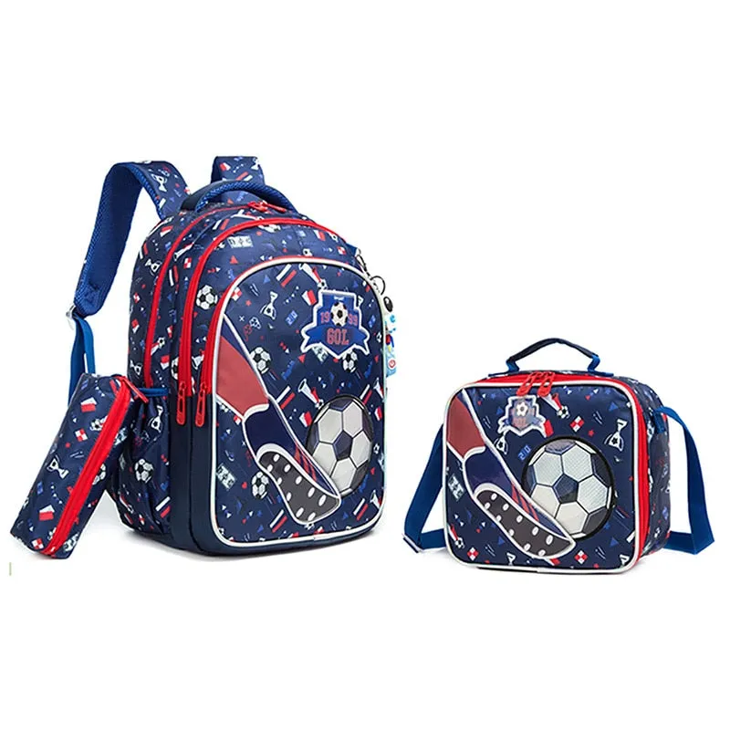 Kids 3pcs School Backpack of Astronaut and Dinosaurs Print