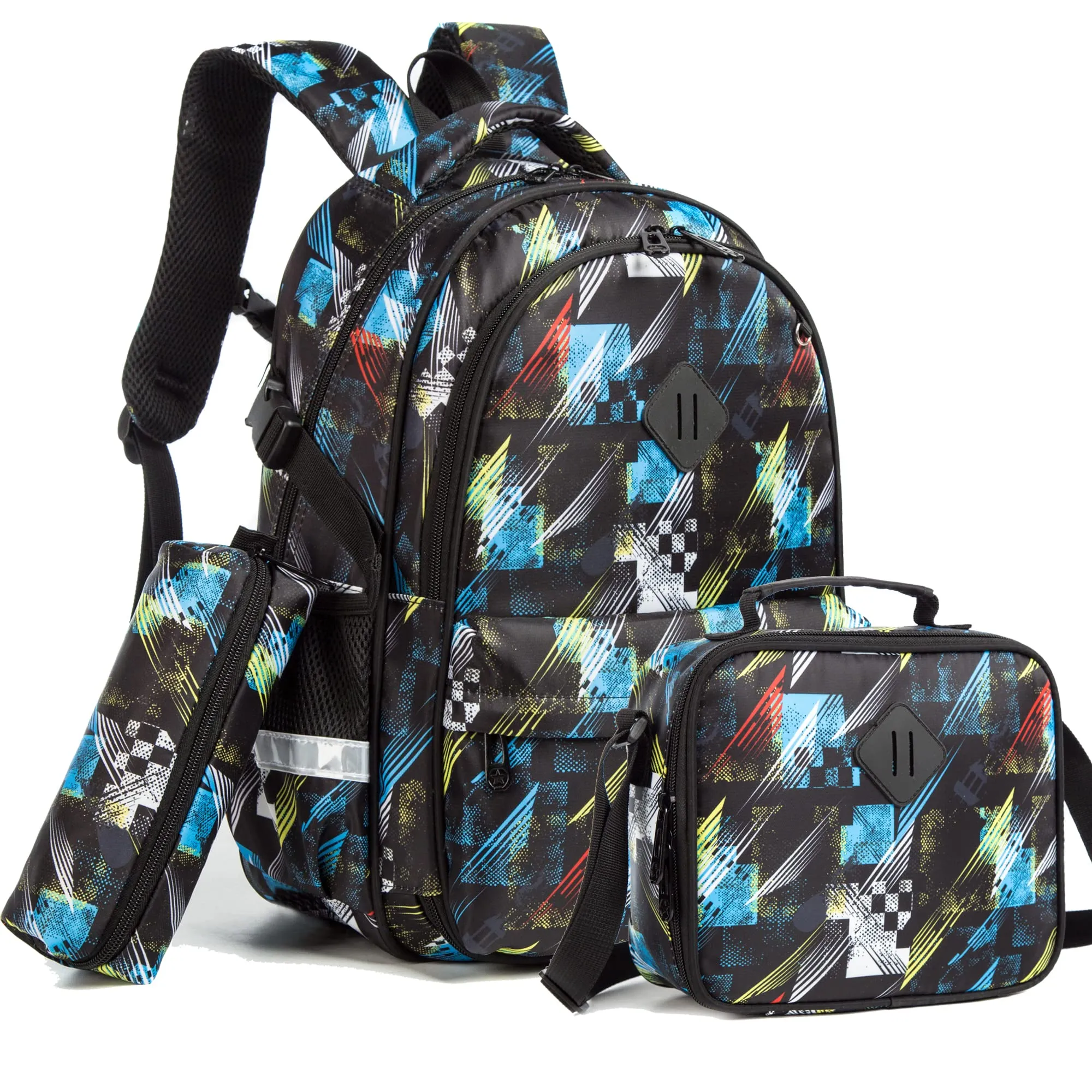 Kids 3pcs School Backpack of Astronaut and Dinosaurs Print
