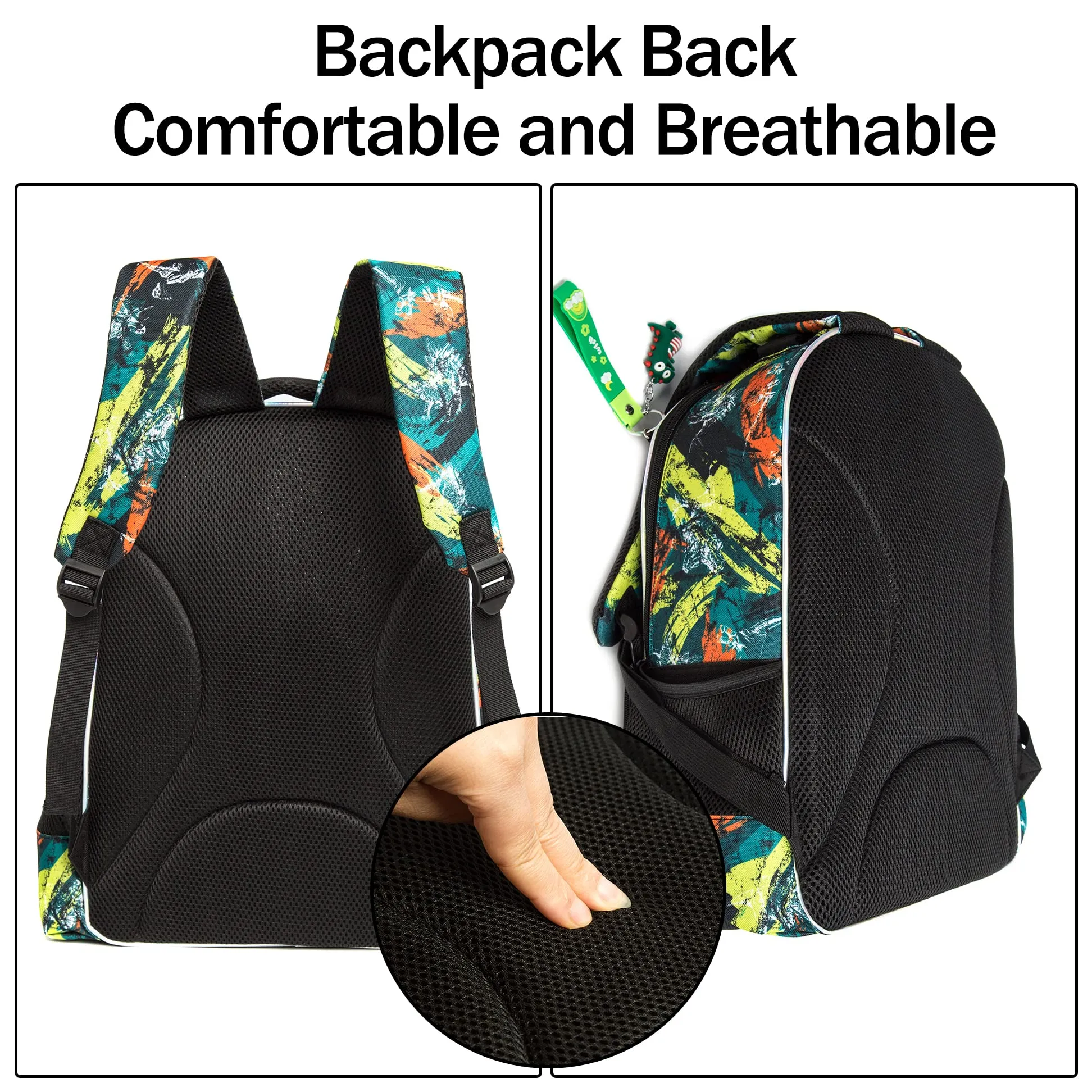 Kids 3pcs School Backpack of Astronaut and Dinosaurs Print