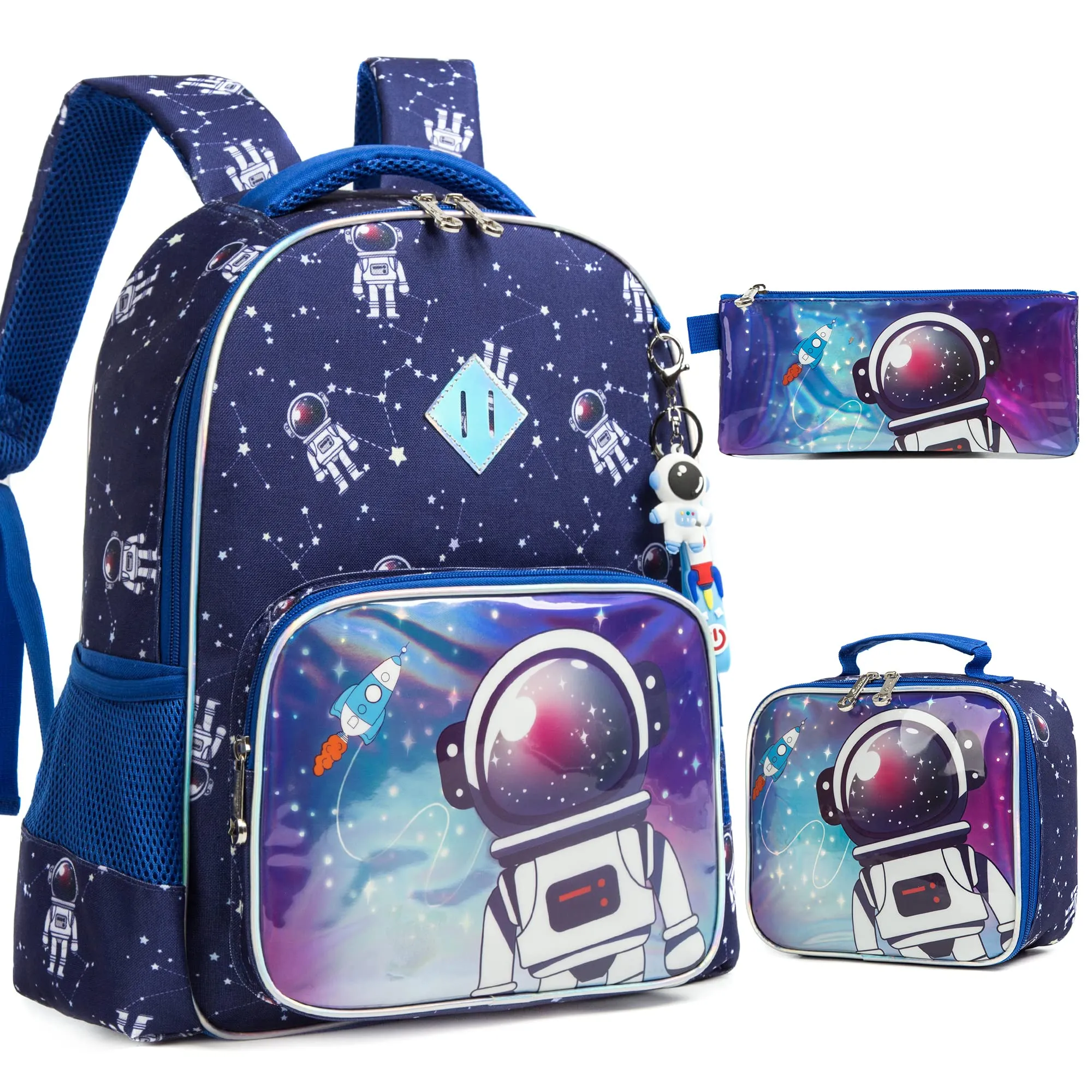 Kids 3pcs School Backpack of Astronaut and Dinosaurs Print