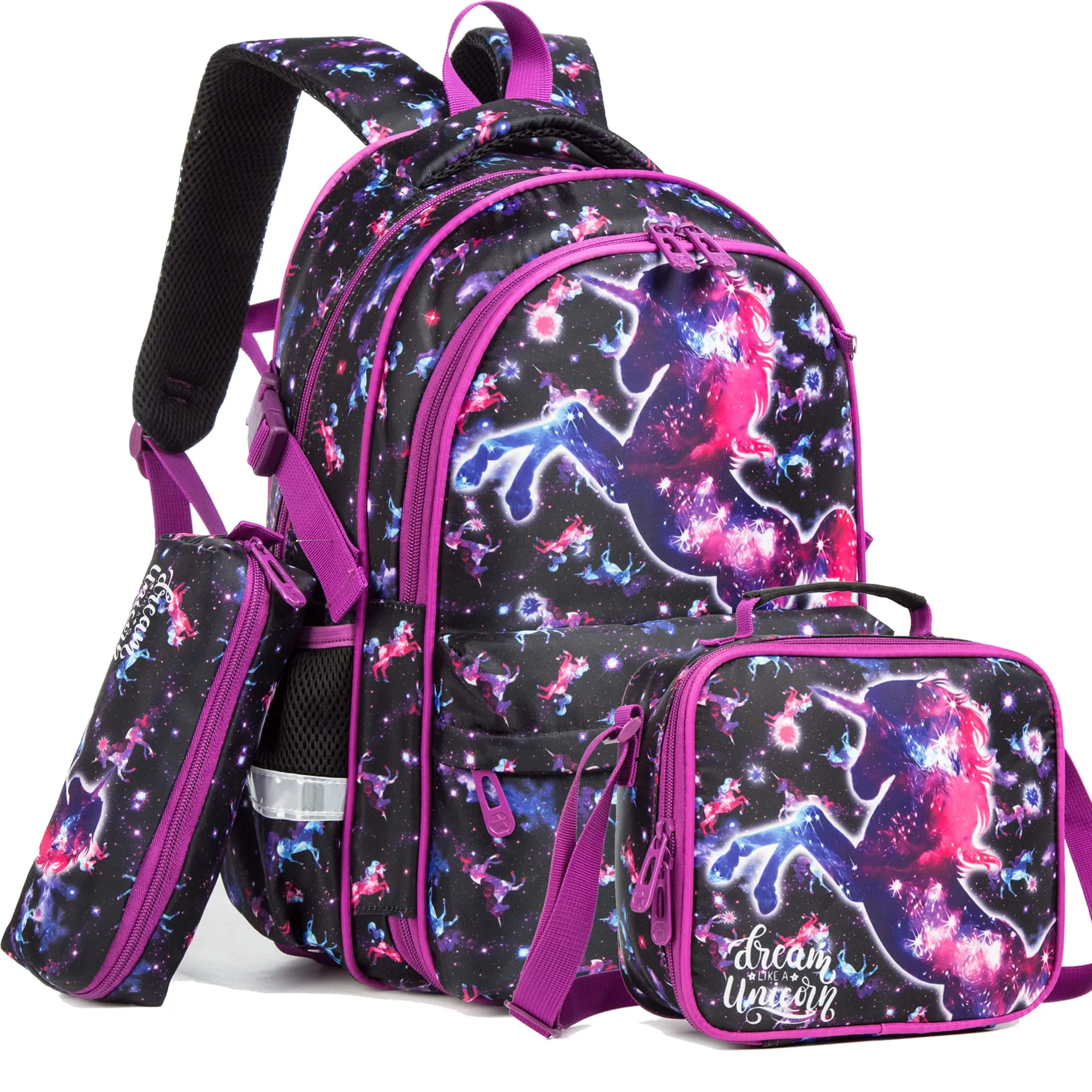 Kids 3pcs School Backpack of Astronaut and Dinosaurs Print
