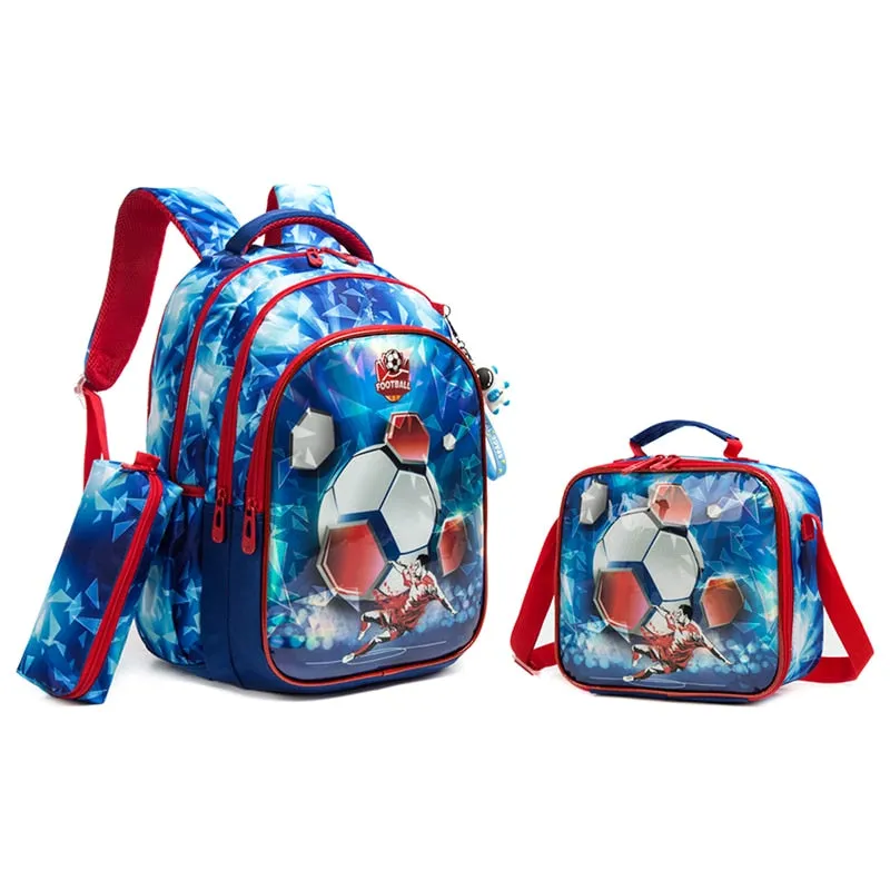 Kids 3pcs School Backpack of Astronaut and Dinosaurs Print