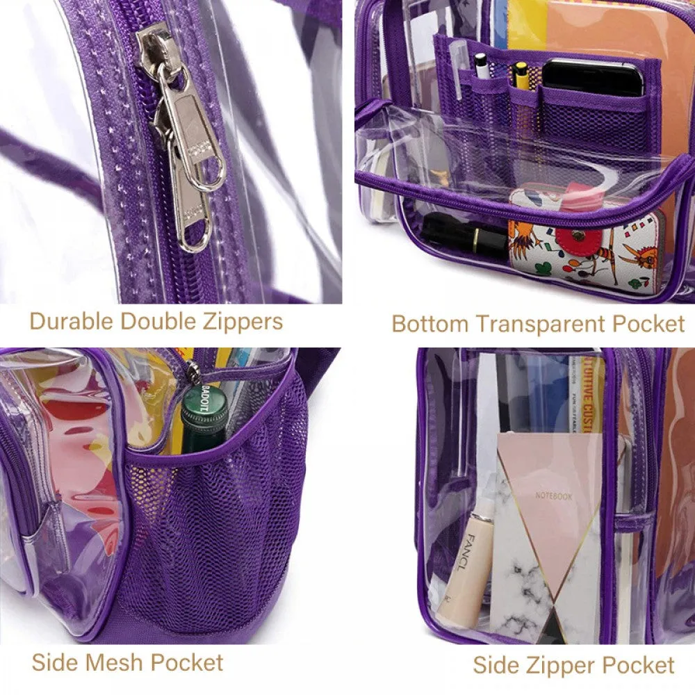 Kids Clear School Backpacks - Black Blue Pink Book Bags For Girls See Through Large Capacity Bag