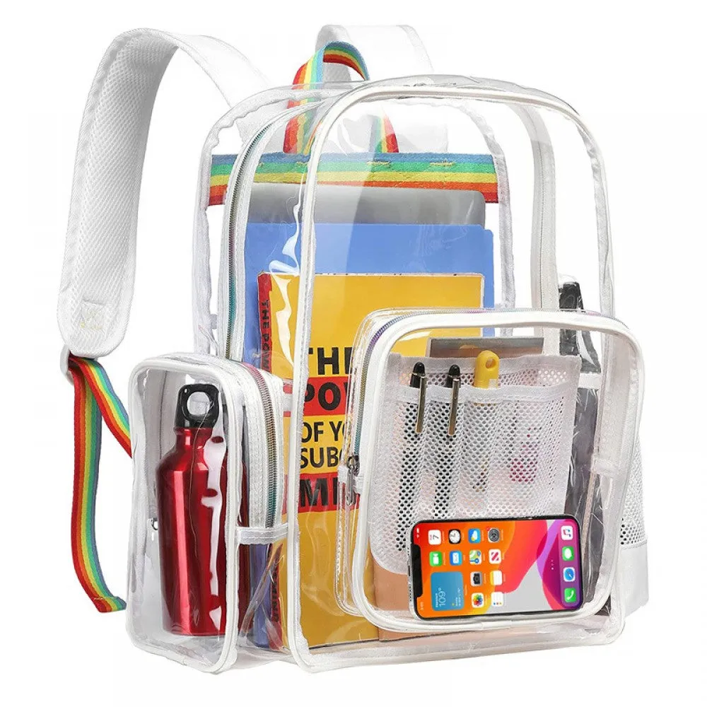 Kids Clear School Backpacks - Black Blue Pink Book Bags For Girls See Through Large Capacity Bag