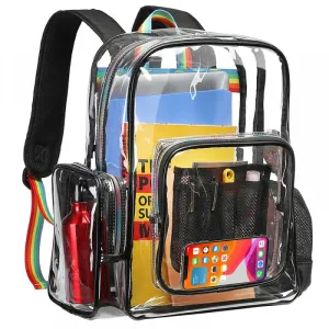 Kids Clear School Backpacks - Black Blue Pink Book Bags For Girls See Through Large Capacity Bag