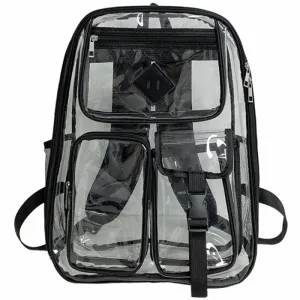 Kids Clear School Backpacks - Black Grey Pink Book Bags For Boys Girls Heavy Duty PVC Transparent Schoolbag For Couples