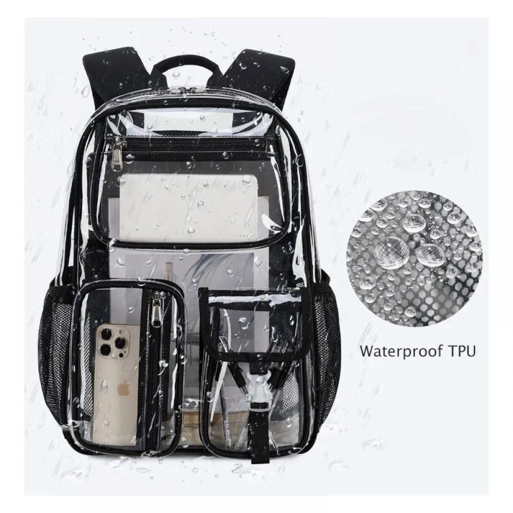 Kids Clear School Backpacks - Black Grey Pink Book Bags For Boys Girls See Through Waterproof TPU Primary Schoolbag