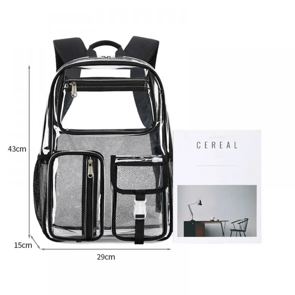 Kids Clear School Backpacks - Black Grey Pink Book Bags For Boys Girls See Through Waterproof TPU Primary Schoolbag