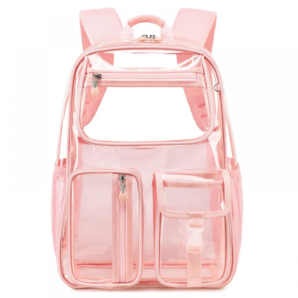Kids Clear School Backpacks - Black Grey Pink Book Bags For Boys Girls See Through Waterproof TPU Primary Schoolbag