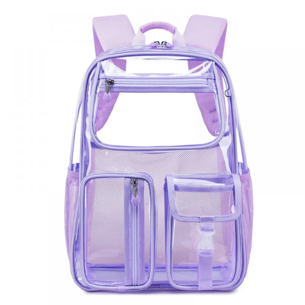 Kids Clear School Backpacks - Black Grey Pink Book Bags For Boys Girls See Through Waterproof TPU Primary Schoolbag