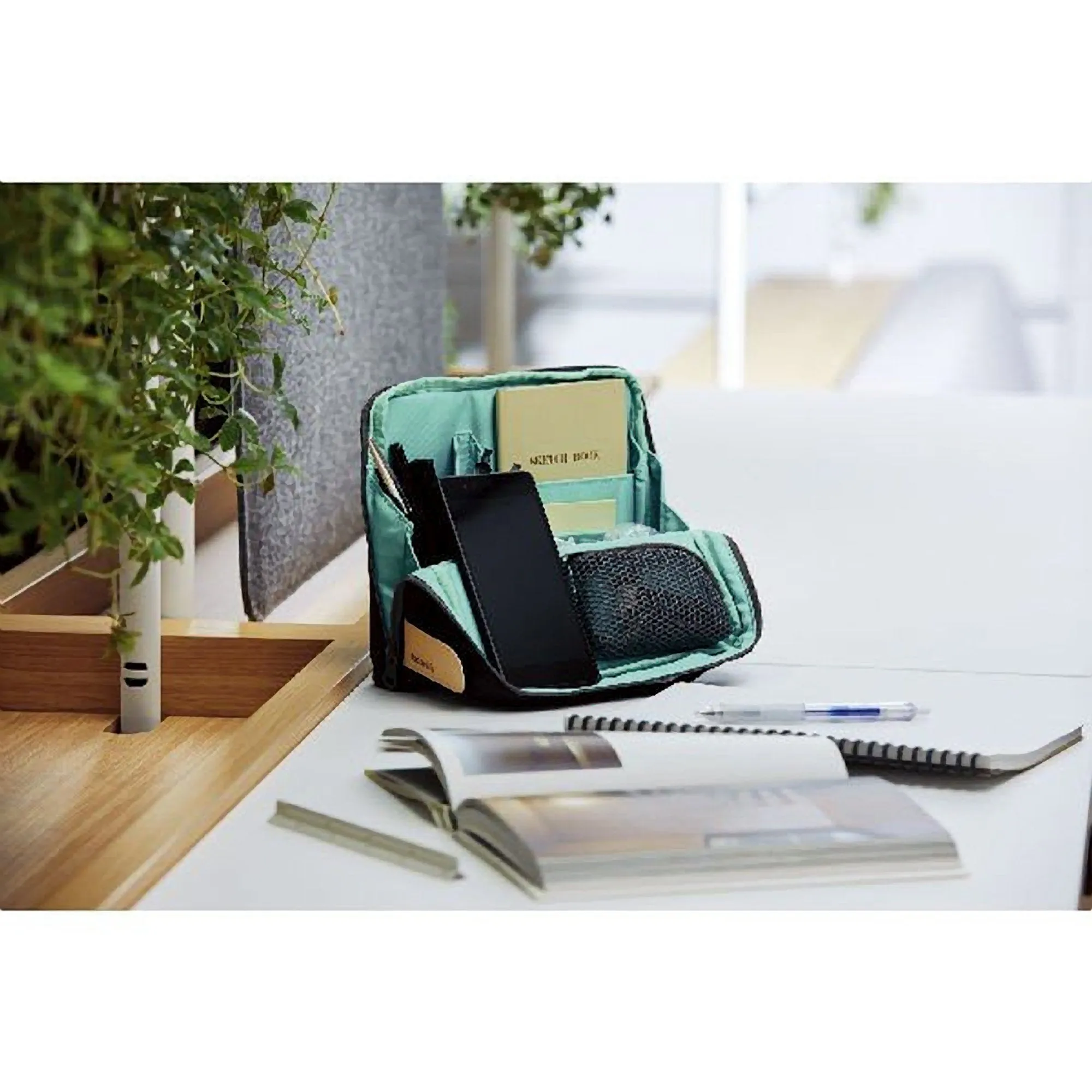 KOKUYO Haco Biz Hacobiz BROWN Bag in Bag Pen Stand Pen Case Pencil Case | HB11S 8.46 X 1.77 X 7.28 Inches