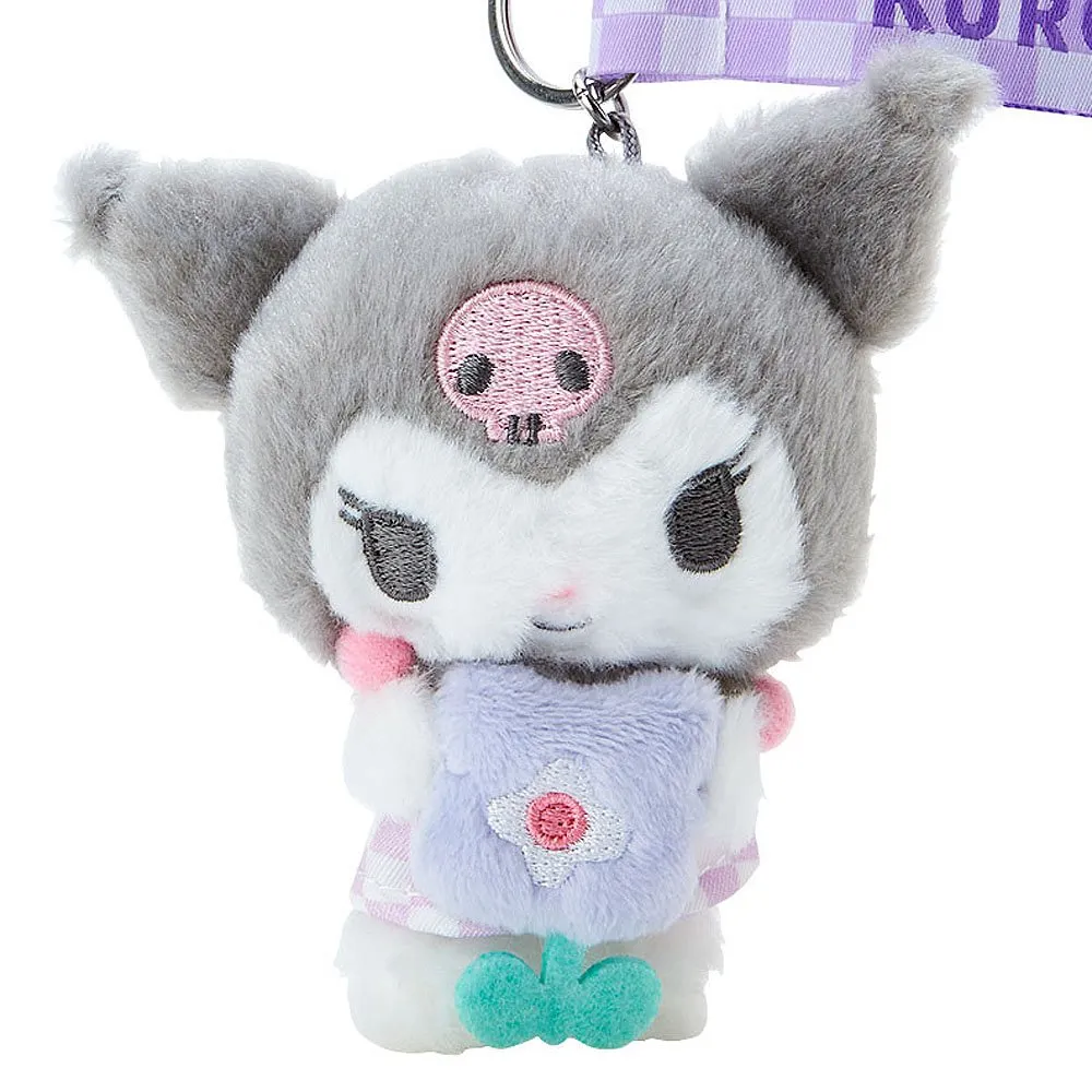 Kuromi Plush Mascot Keychain :Pastel Check