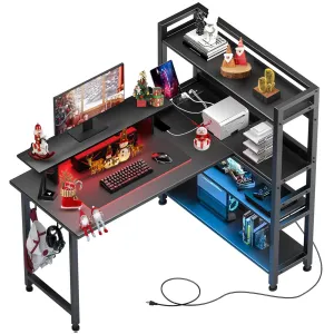 L-Shaped LED Gaming Desk with Monitor Stand