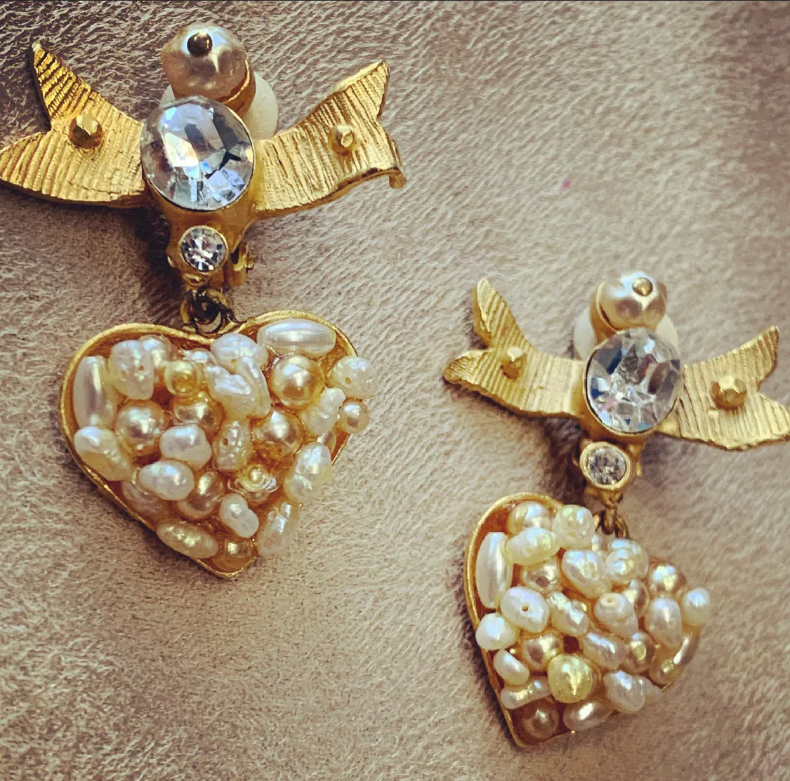 Lacroix Pearl Heart Bow Earrings