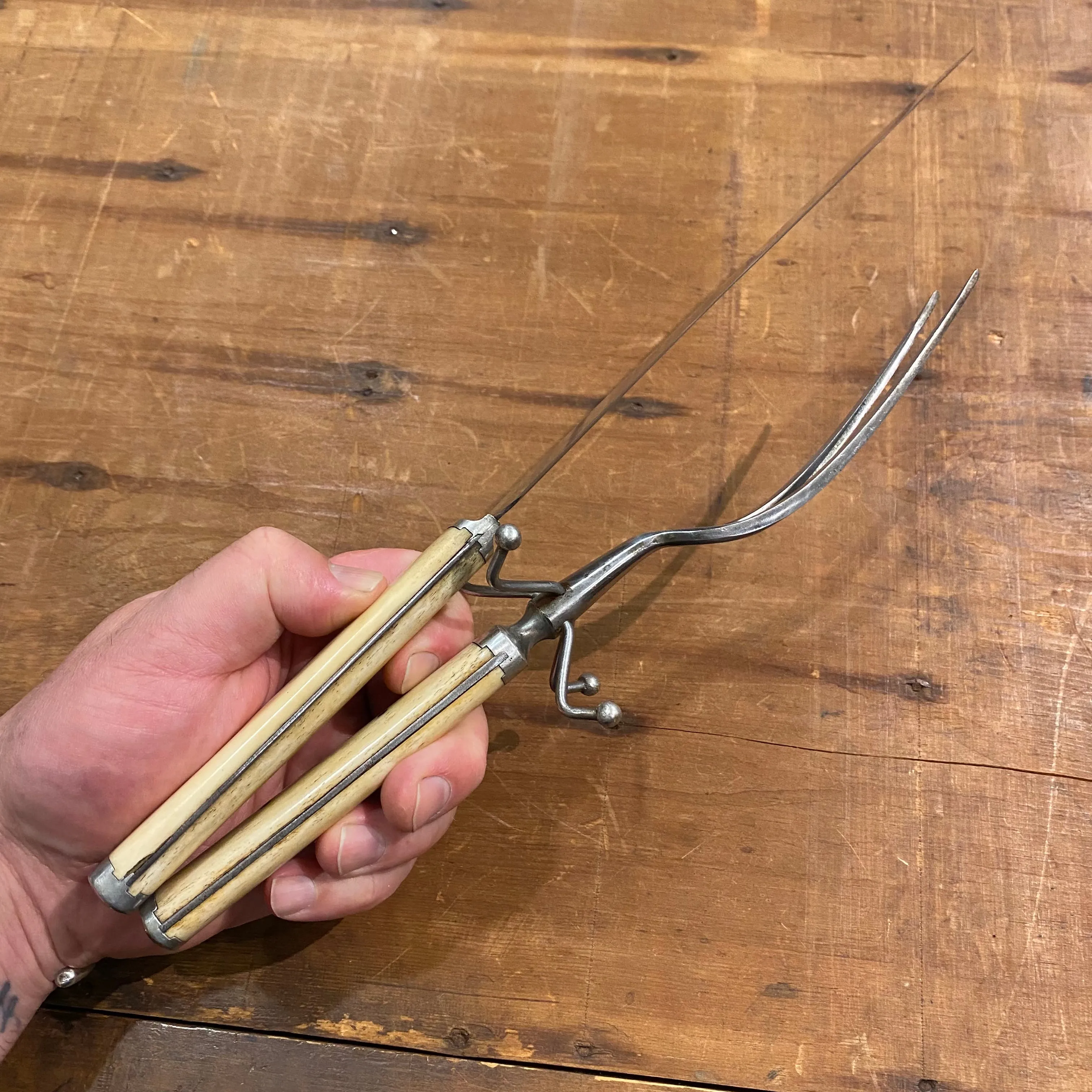 Landers Frary & Clark Aetna Works Carving Set ‘California Carver’ Style 1870’s-90’s?