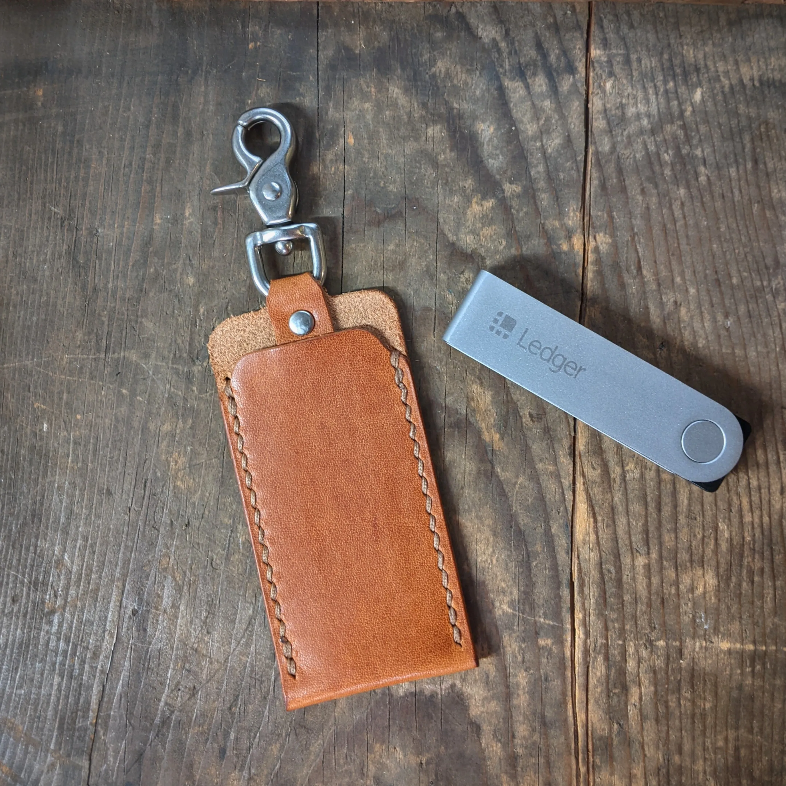 Leather Keychain Case for Ledger Nano X - Crypto Cold Storage Wallet