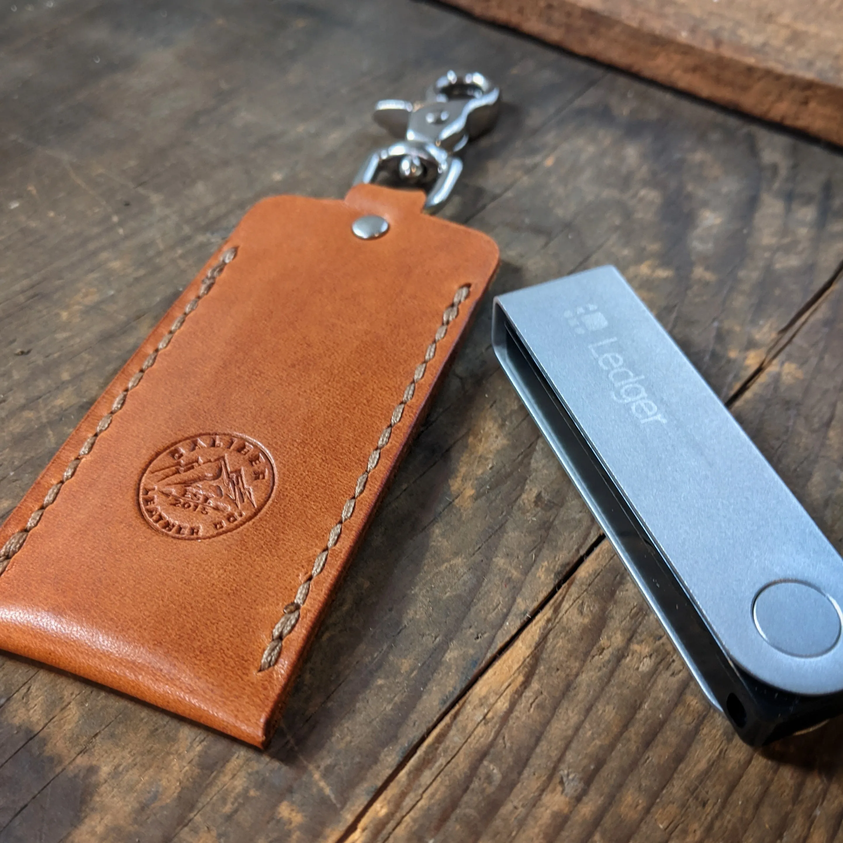 Leather Keychain Case for Ledger Nano X - Crypto Cold Storage Wallet