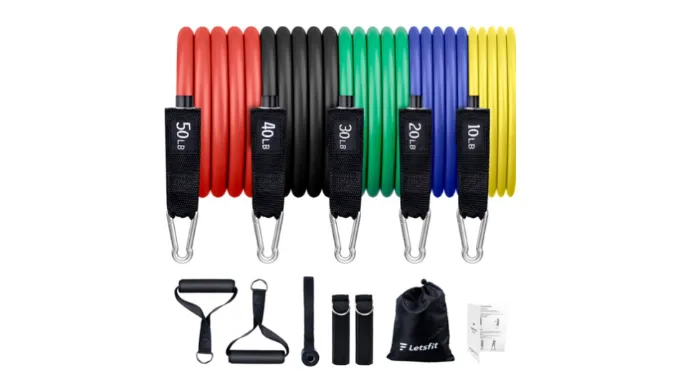 LetsFit Resistance Bands 5-Piece Set - Ships Quick!