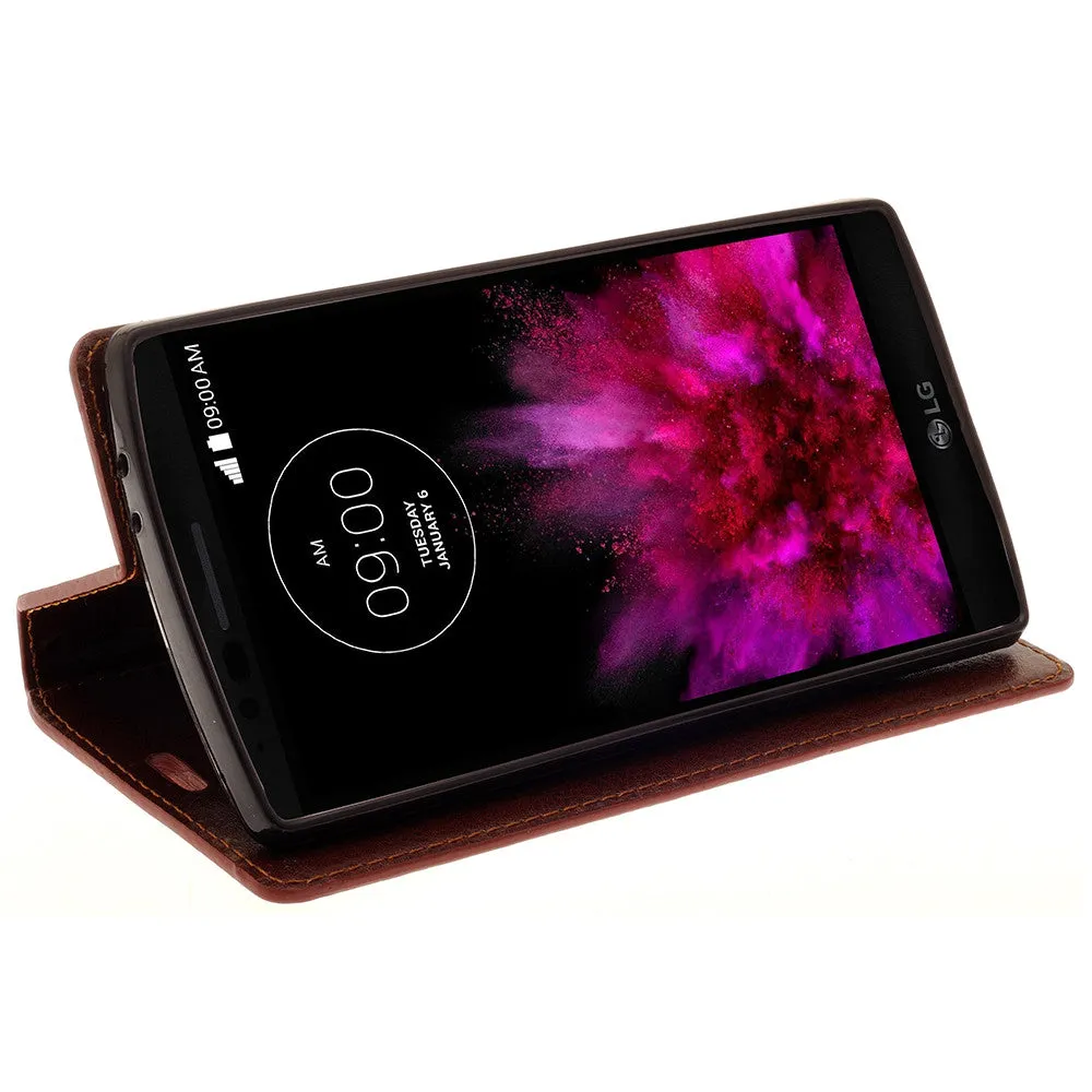 LG G4 Case, Magnetic Fold[Kickstand] Pu Leather Wallet Case with ID & Credit Card Slots for LG G4 - Brown