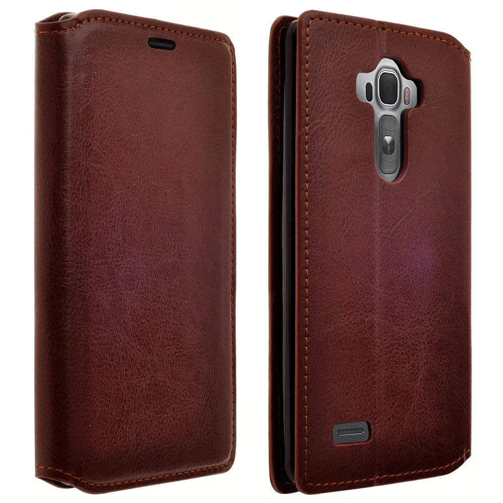 LG G4 Case, Magnetic Fold[Kickstand] Pu Leather Wallet Case with ID & Credit Card Slots for LG G4 - Brown