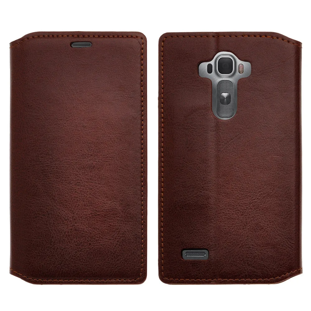LG G4 Case, Magnetic Fold[Kickstand] Pu Leather Wallet Case with ID & Credit Card Slots for LG G4 - Brown