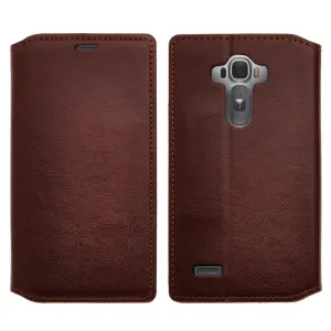 LG G4 Case, Magnetic Fold[Kickstand] Pu Leather Wallet Case with ID & Credit Card Slots for LG G4 - Brown