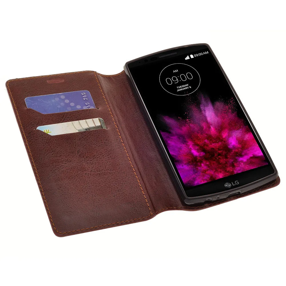 LG G4 Case, Magnetic Fold[Kickstand] Pu Leather Wallet Case with ID & Credit Card Slots for LG G4 - Brown